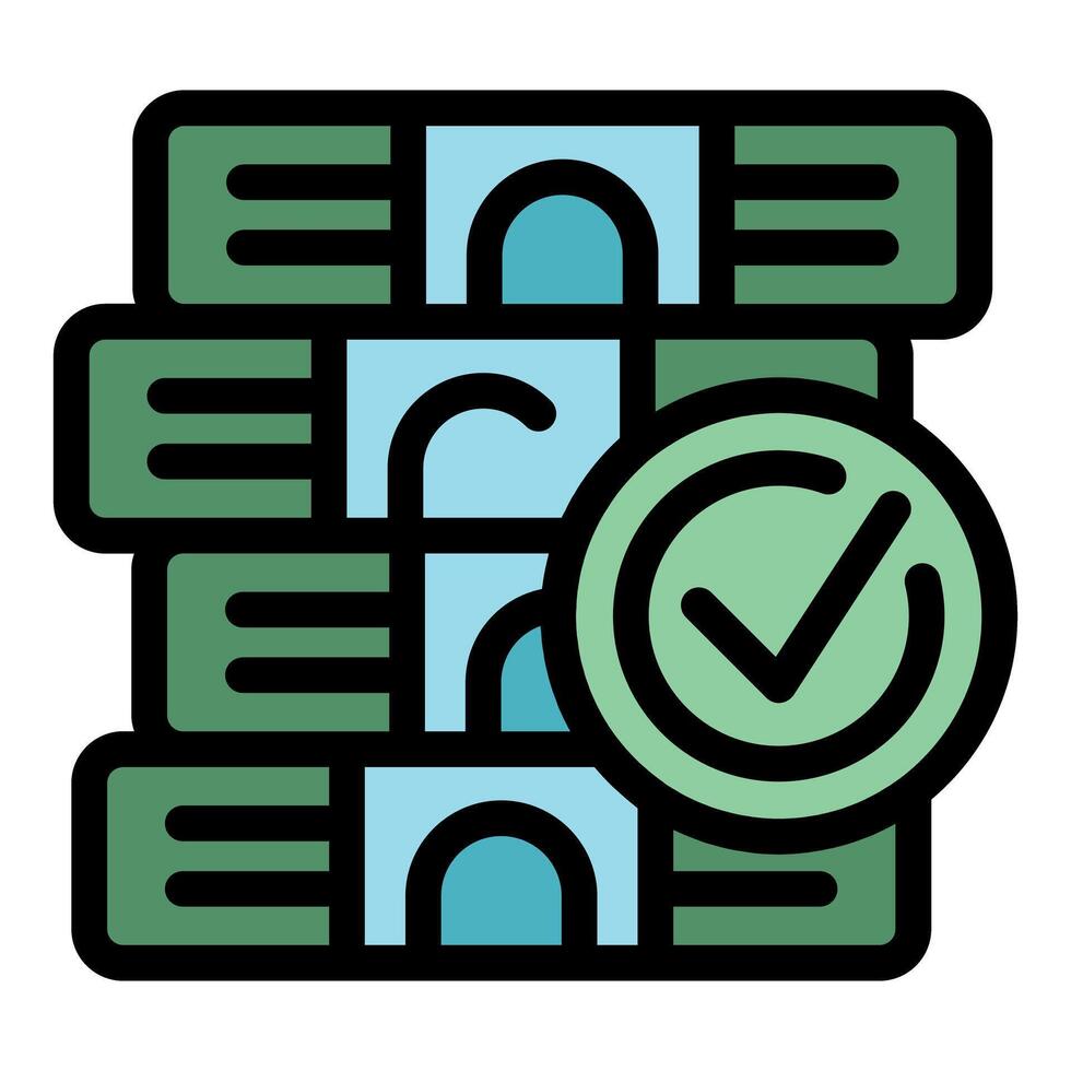 Stack of money with check mark representing successful payment vector