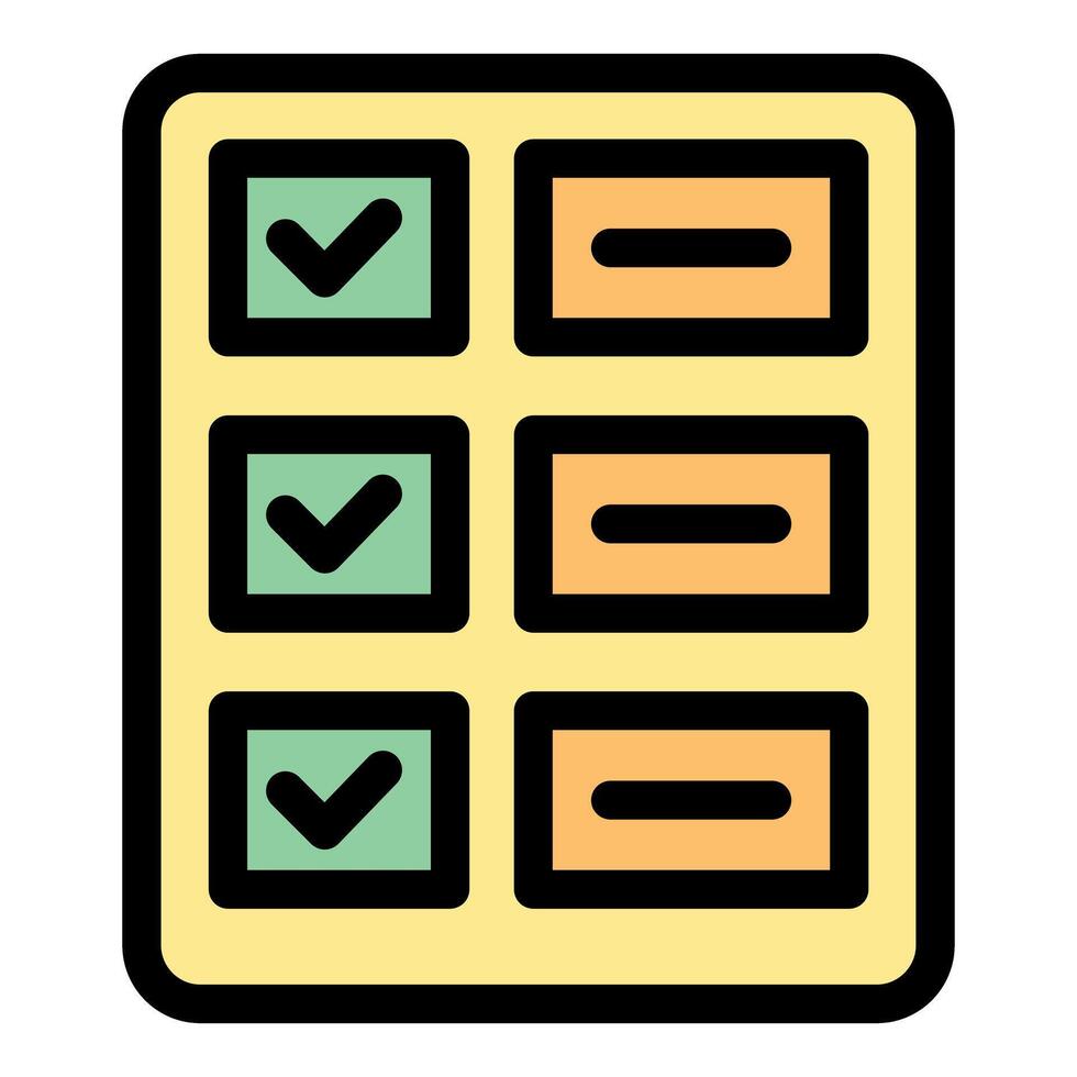 Checklist with check marks and empty boxes showing completion progress vector