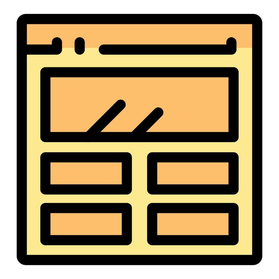 Web layout showing browser window with content blocks and navigation bar vector