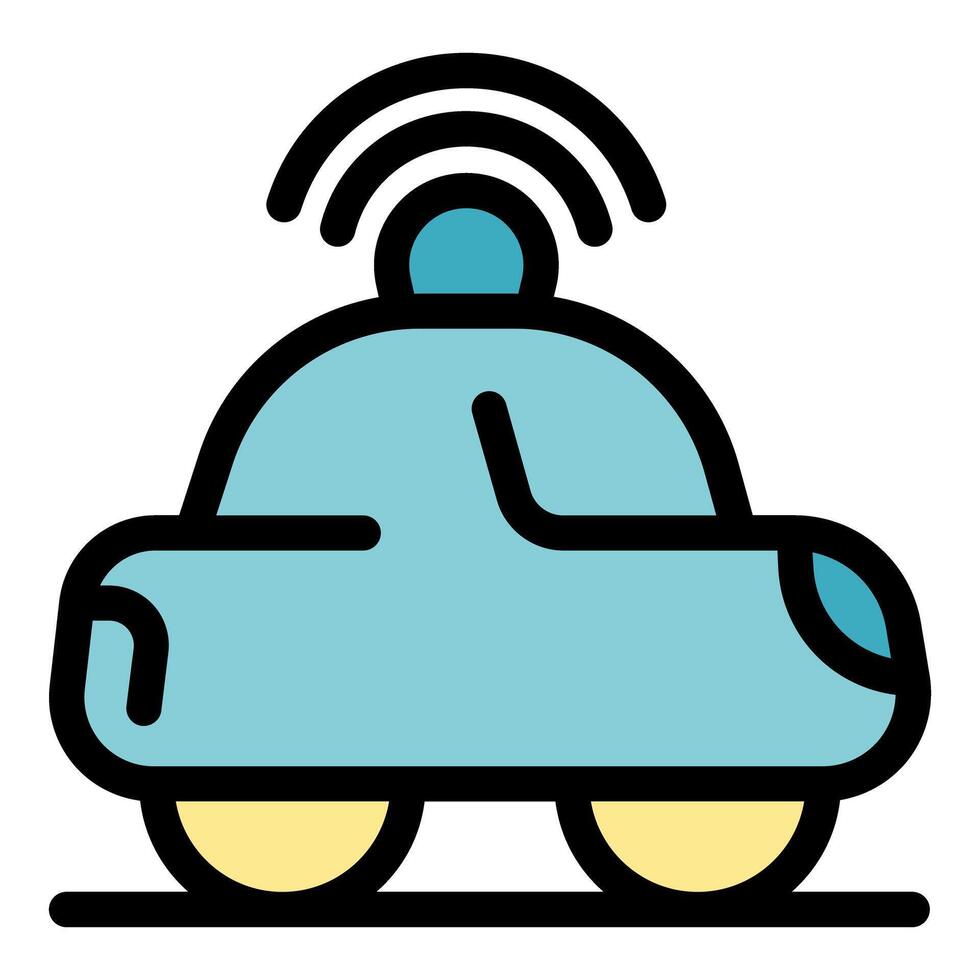 Police car emitting radio waves while patrolling the city streets vector