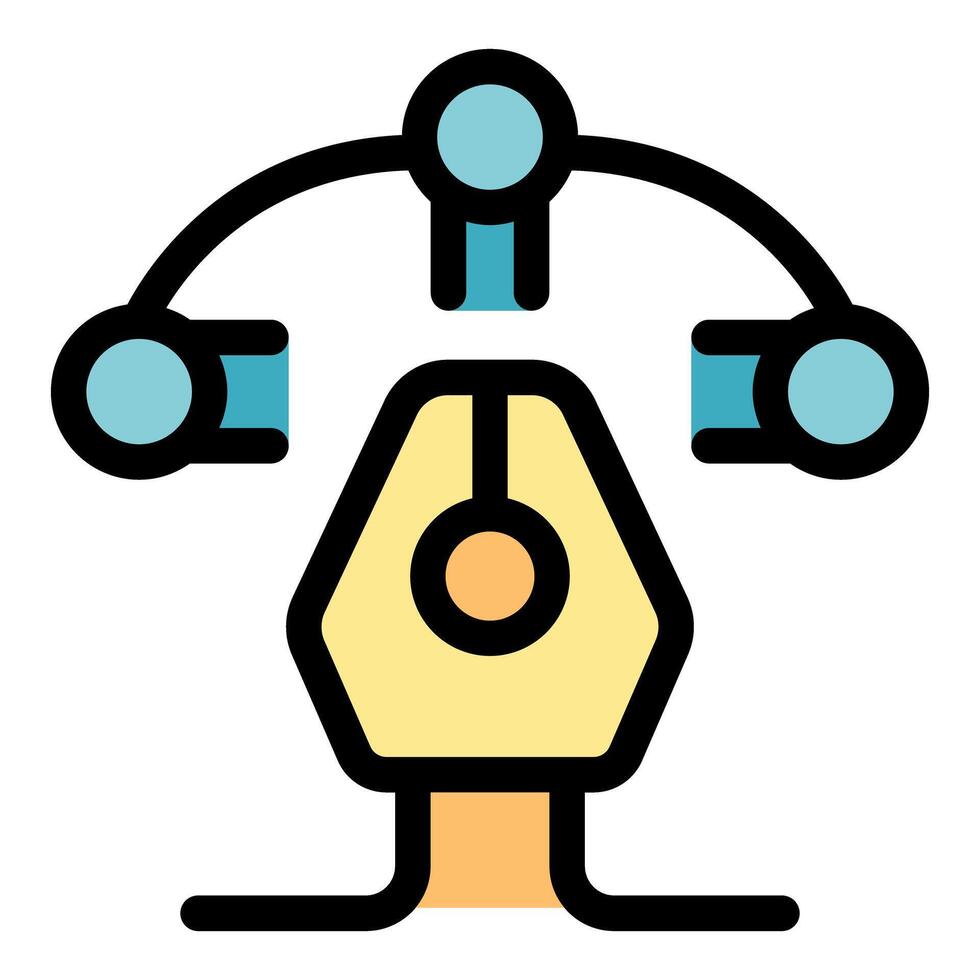 Digital pen tool connecting three nodes representing design and creativity vector