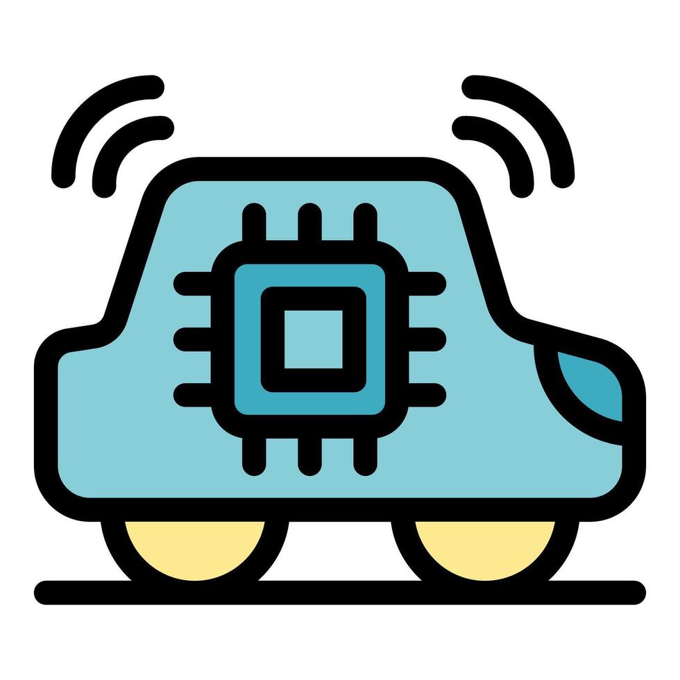 Smart car transmitting data through wireless connection using microchip technology vector