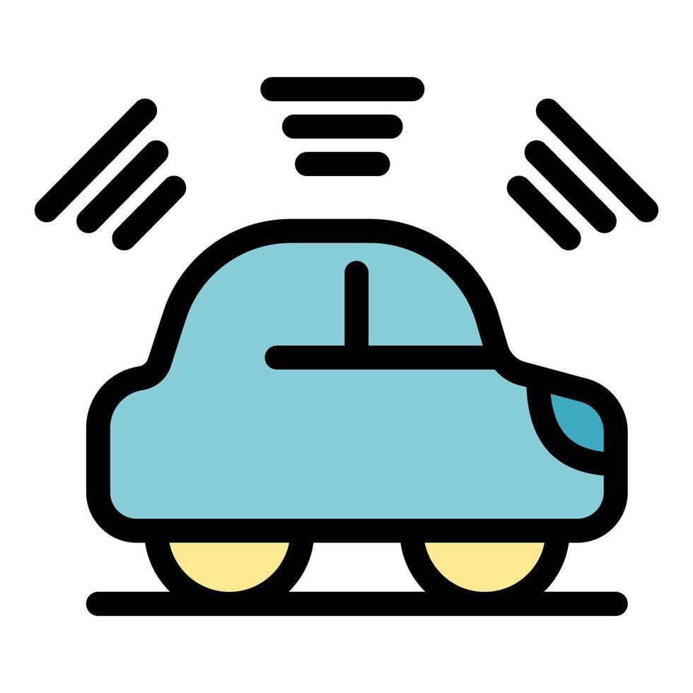 Autonomous car moving using radar signals, future of transportation vector