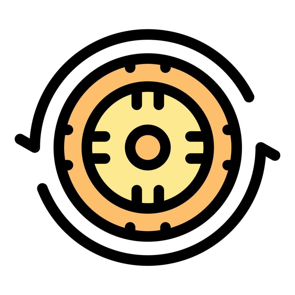 Rotating cryptocurrency coin showing recurring investment vector