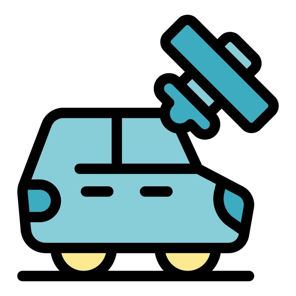 Smart car with satellite navigation system parking icon vector