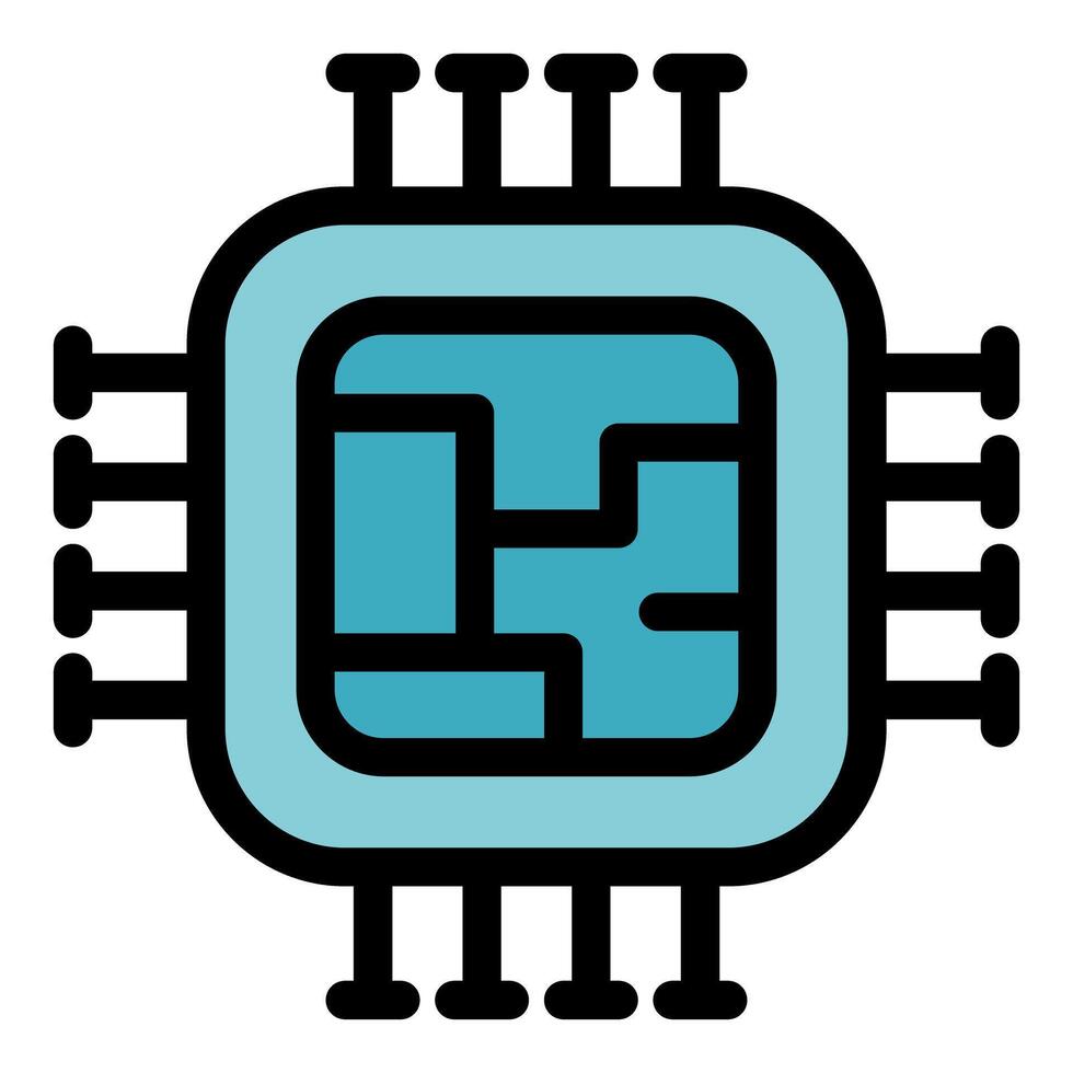 Electronic microchip showing complex circuitry and connections vector