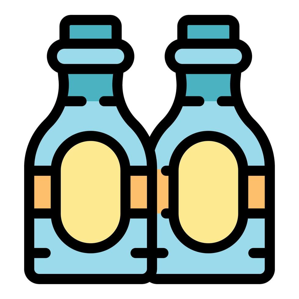 Two bottles with blank label representing product packaging and branding vector