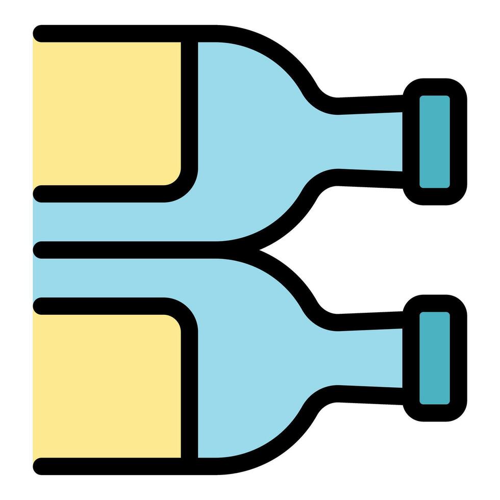 Two bottles forming letter b, recycling concept, blue and yellow colors vector