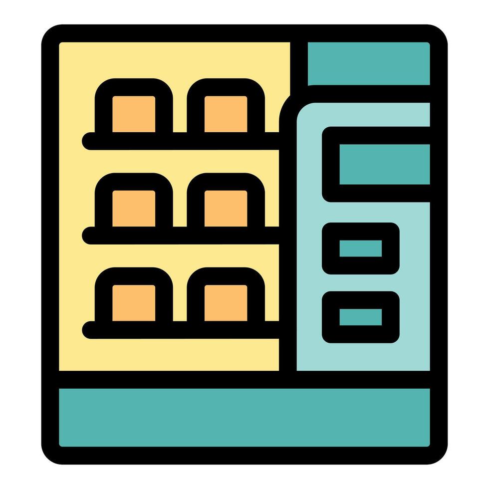 Vending machine displaying snacks and drinks with control panel vector