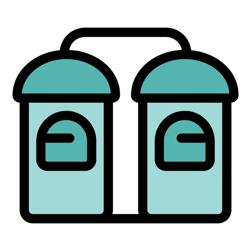 Double metal tank for beer brewing process showing small windows vector
