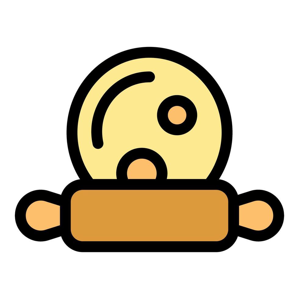 Rolling pin flattening dough for perfect bread baking vector