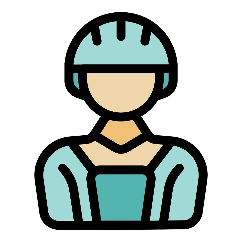 Female worker wearing protective helmet and uniform vector