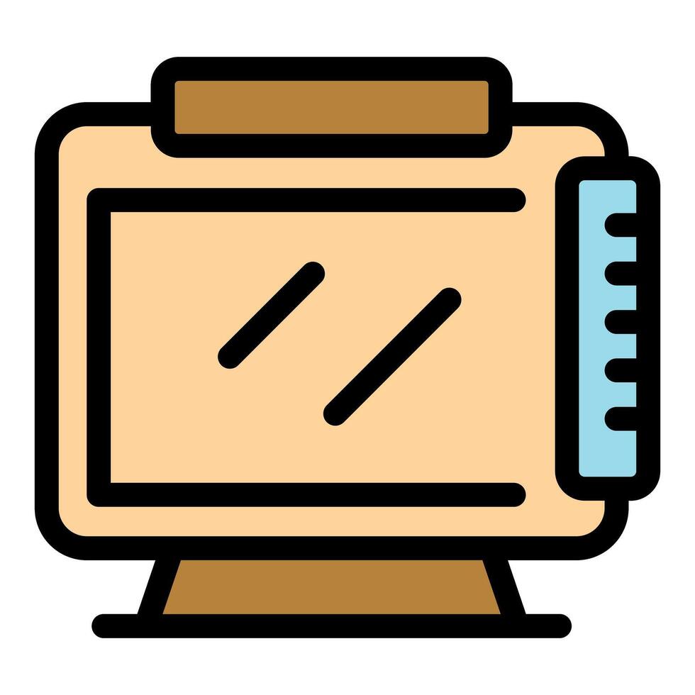 Interactive whiteboard displaying educational content with stylus and ruler tools vector