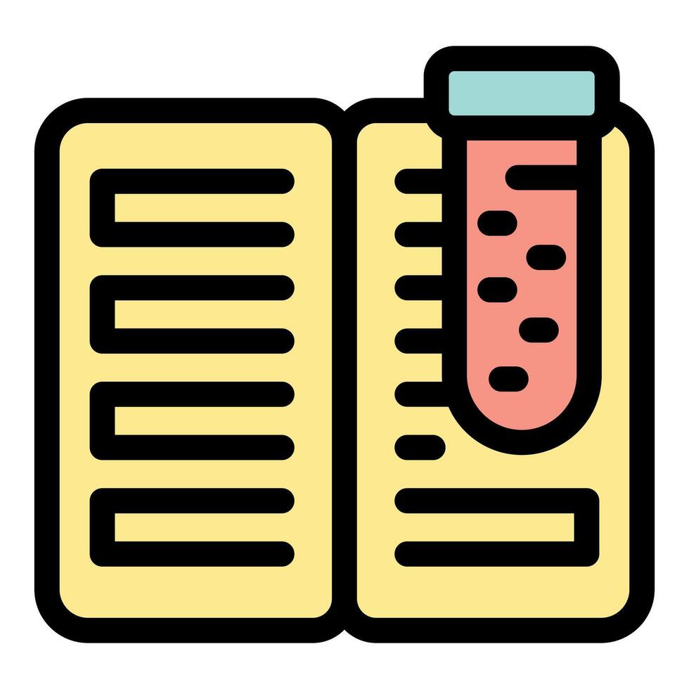 Open book with test tube representing scientific research vector