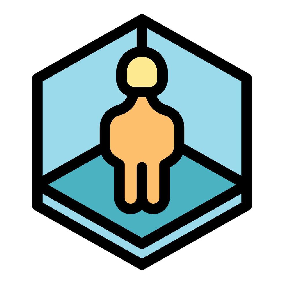 Person standing inside geometric cube, virtual reality or metaverse concept vector