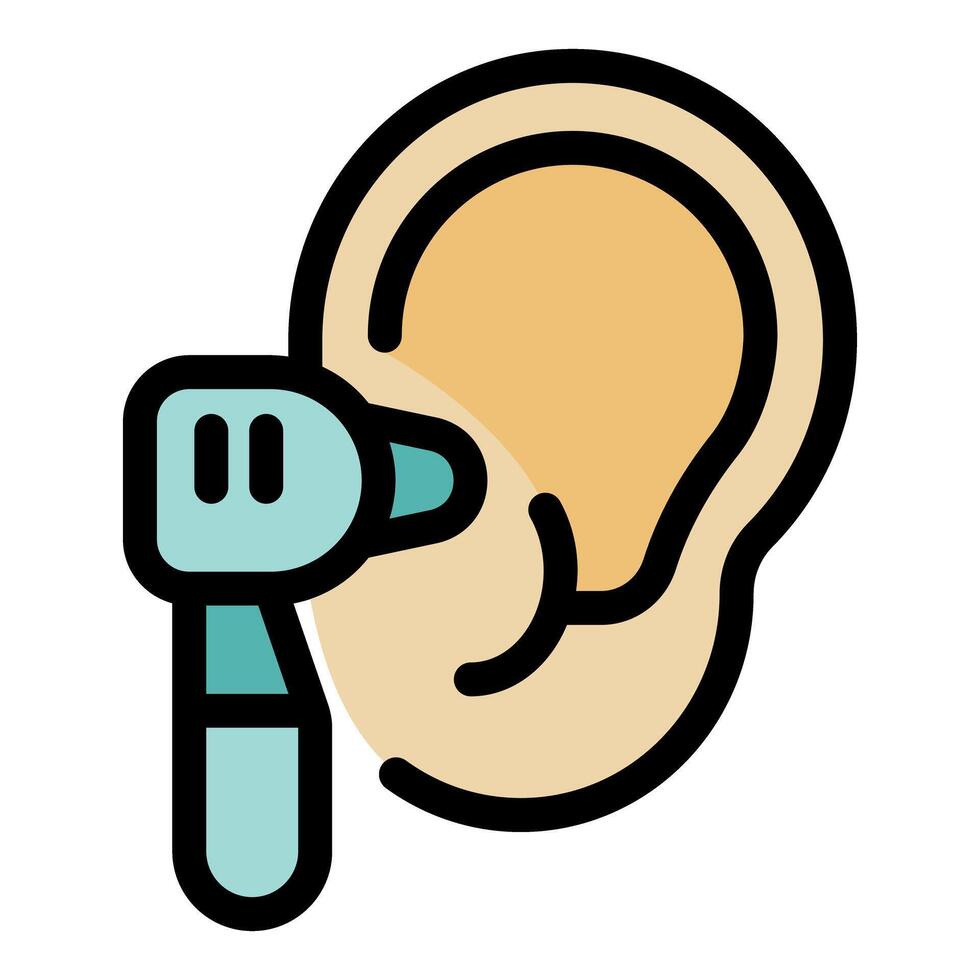 Doctor checking patient's ear with otoscope for ear infection vector