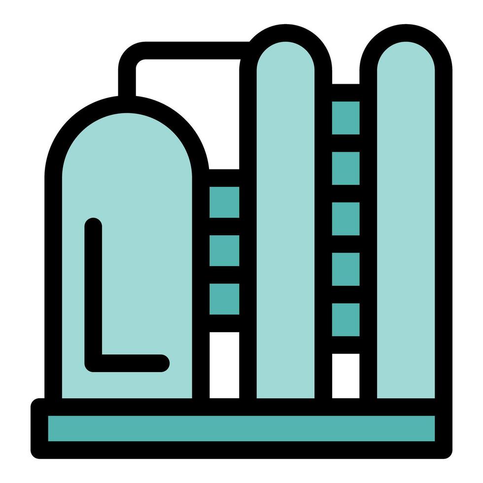 Gas storage facility processing natural resources with large tank and pipes vector