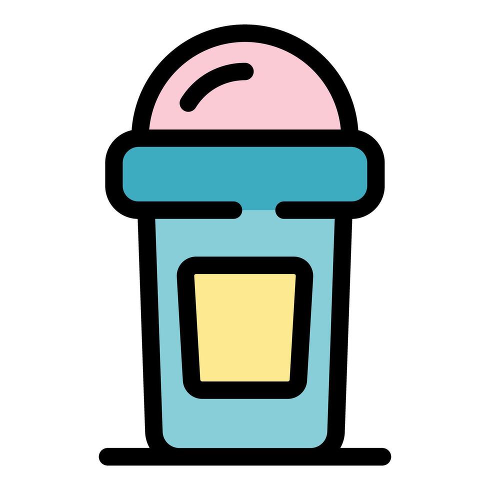 Plastic container protecting cosmetic product with pink lid vector