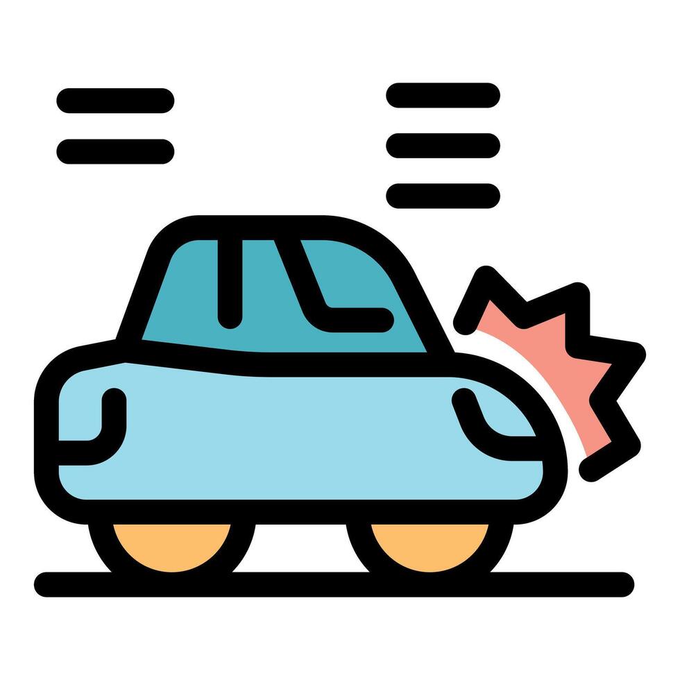 Car crash with speed lines showing fast impact and damage vector