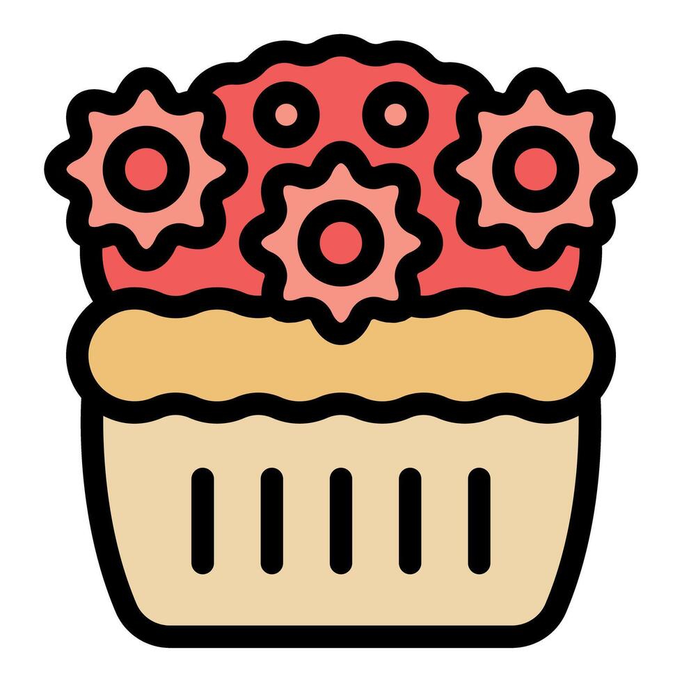 Cupcake with gear decoration representing the fusion of baking and engineering vector