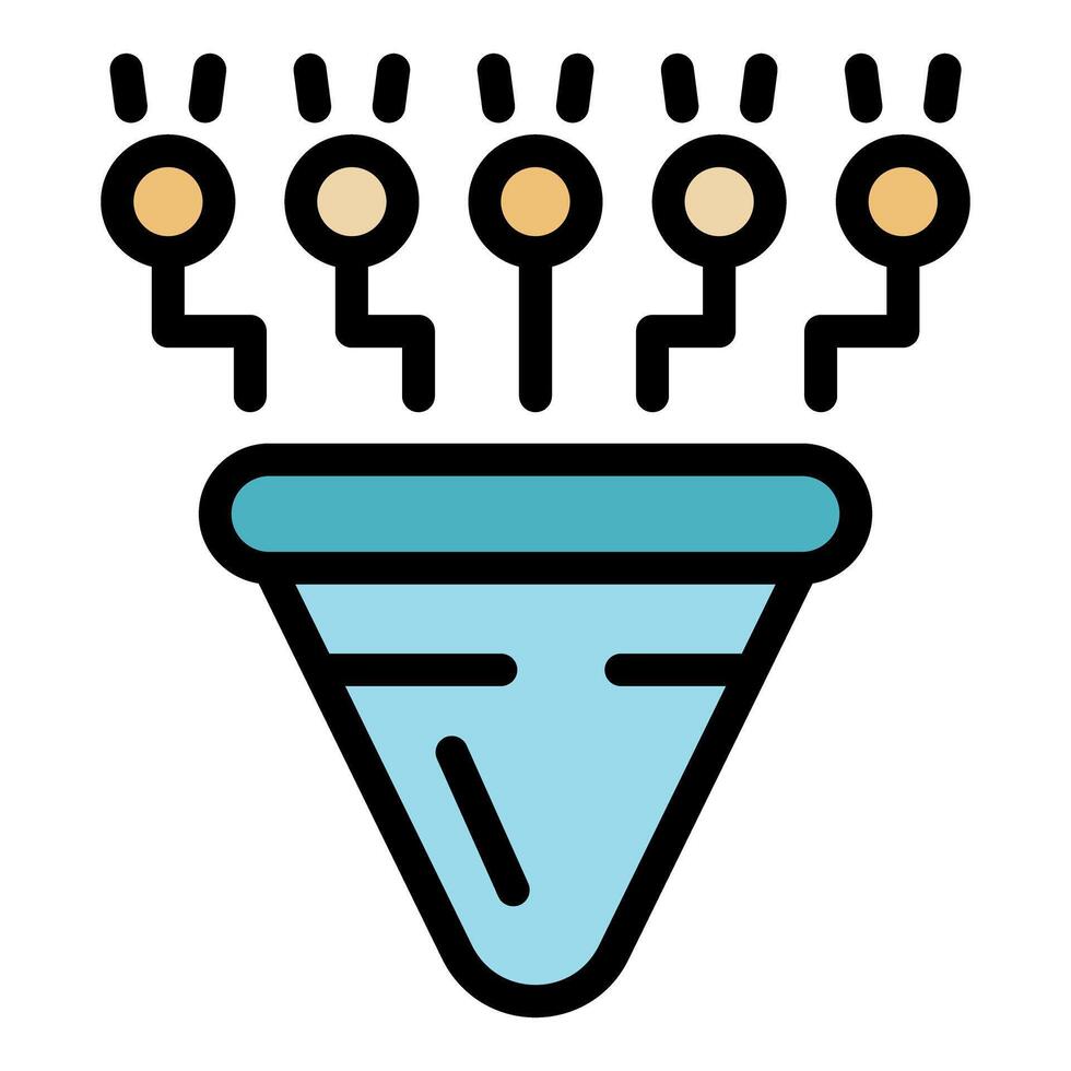 Data mining concept, filtering big data through funnel for analysis vector