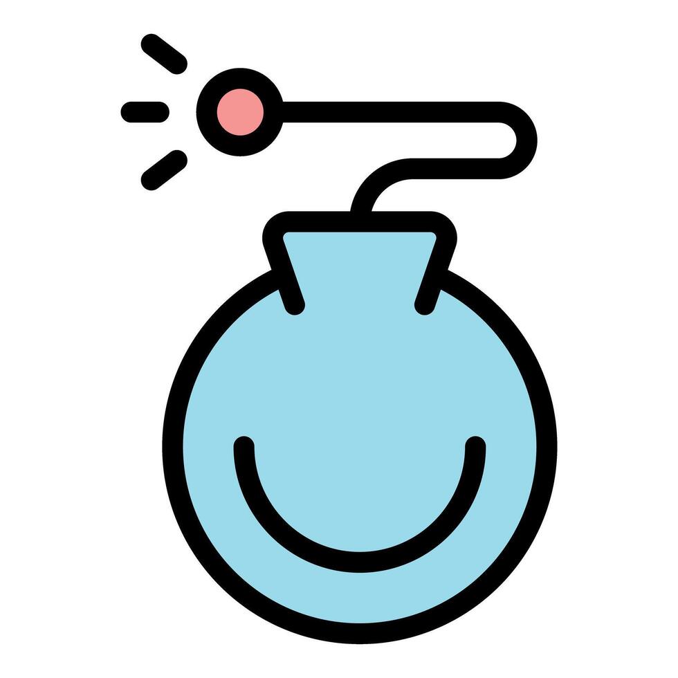 Round bomb exploding with lit fuse and smiling face vector