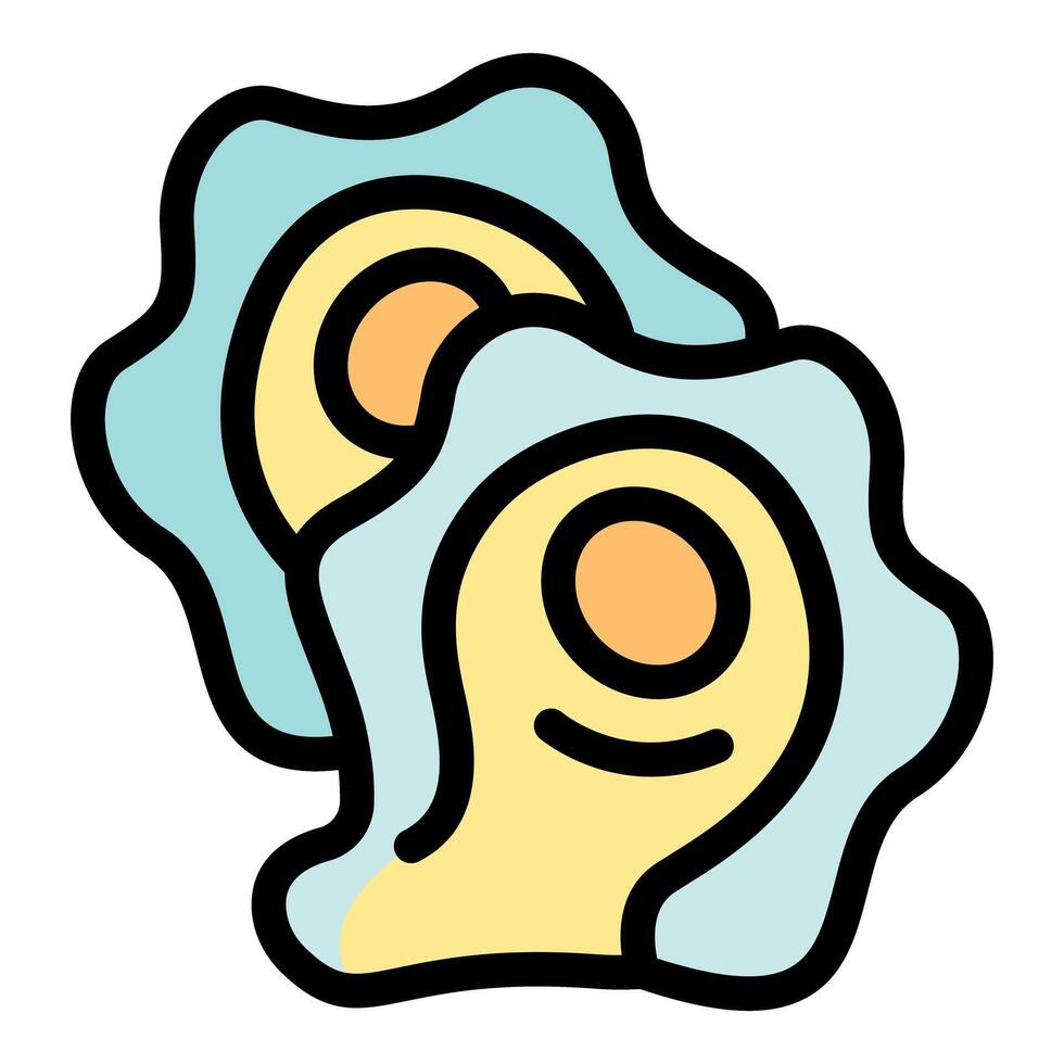 Two fried eggs with runny yolks, simple breakfast icon vector