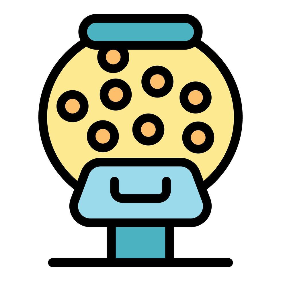 Gumball machine dispensing candy, colorful icon of childhood treats vector