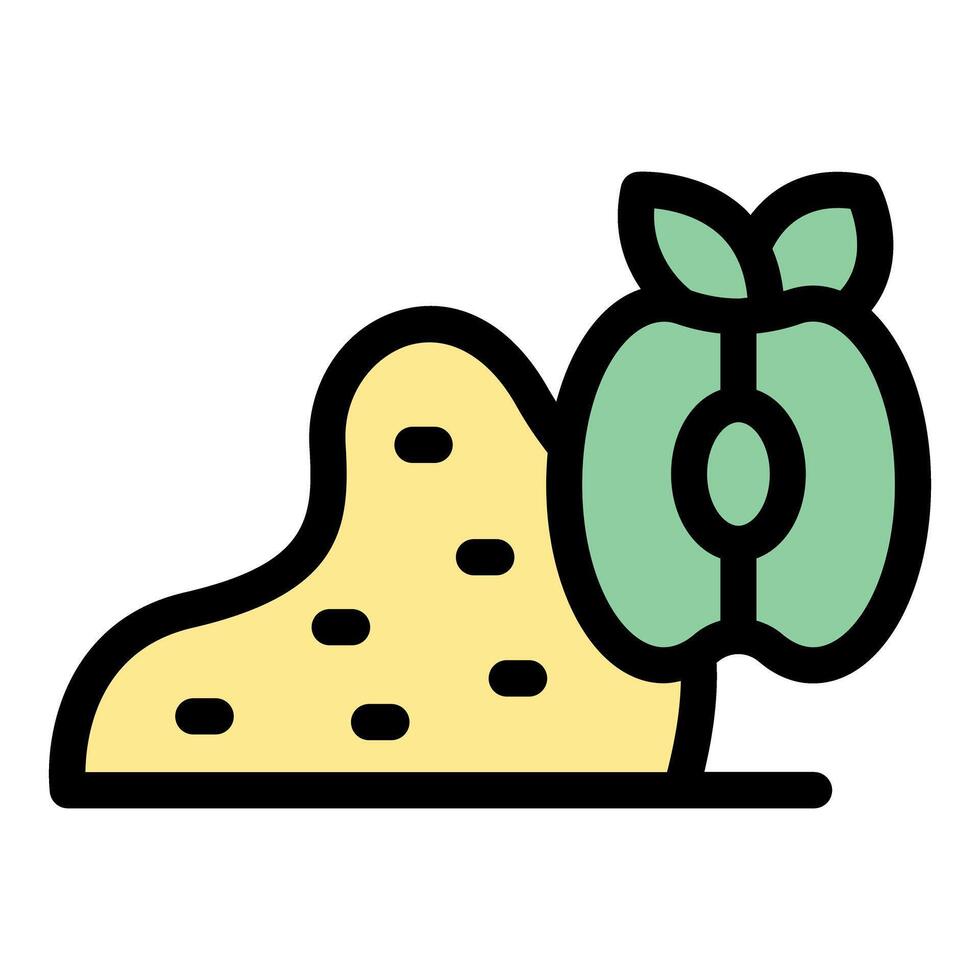 Growing apple tree seedling from ground icon illustration vector