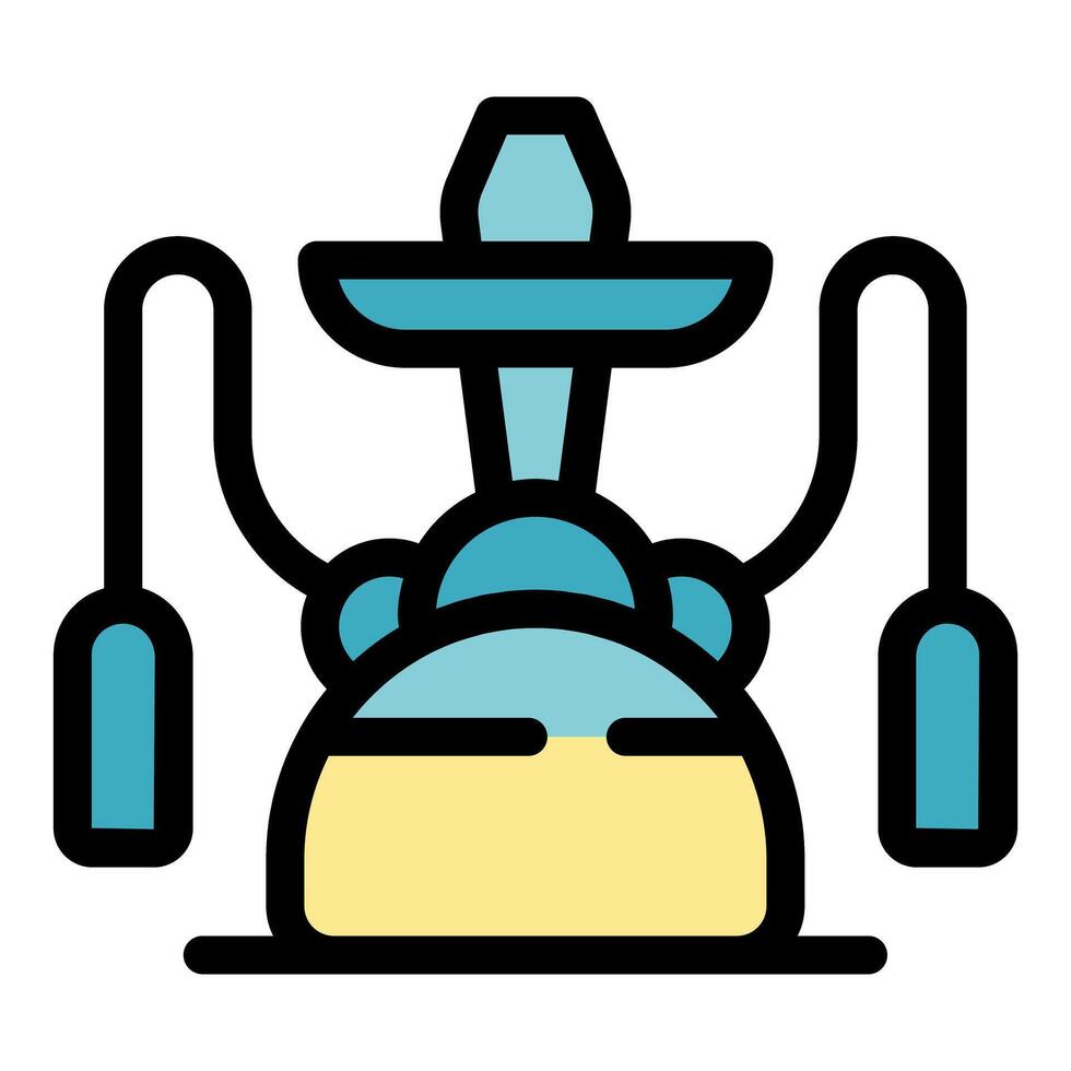 Hookah with two hoses standing on a table, relaxing atmosphere vector