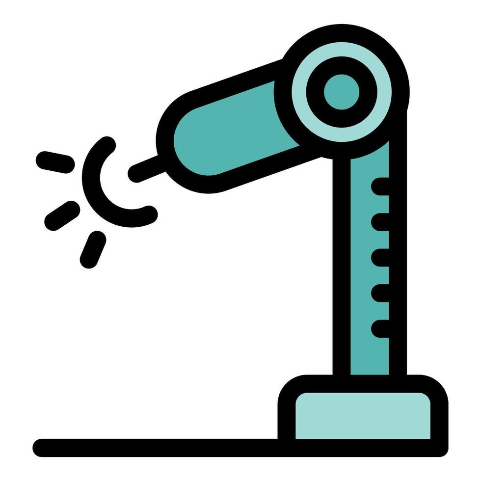 Robotic arm performing laser cutting in industrial manufacturing process vector