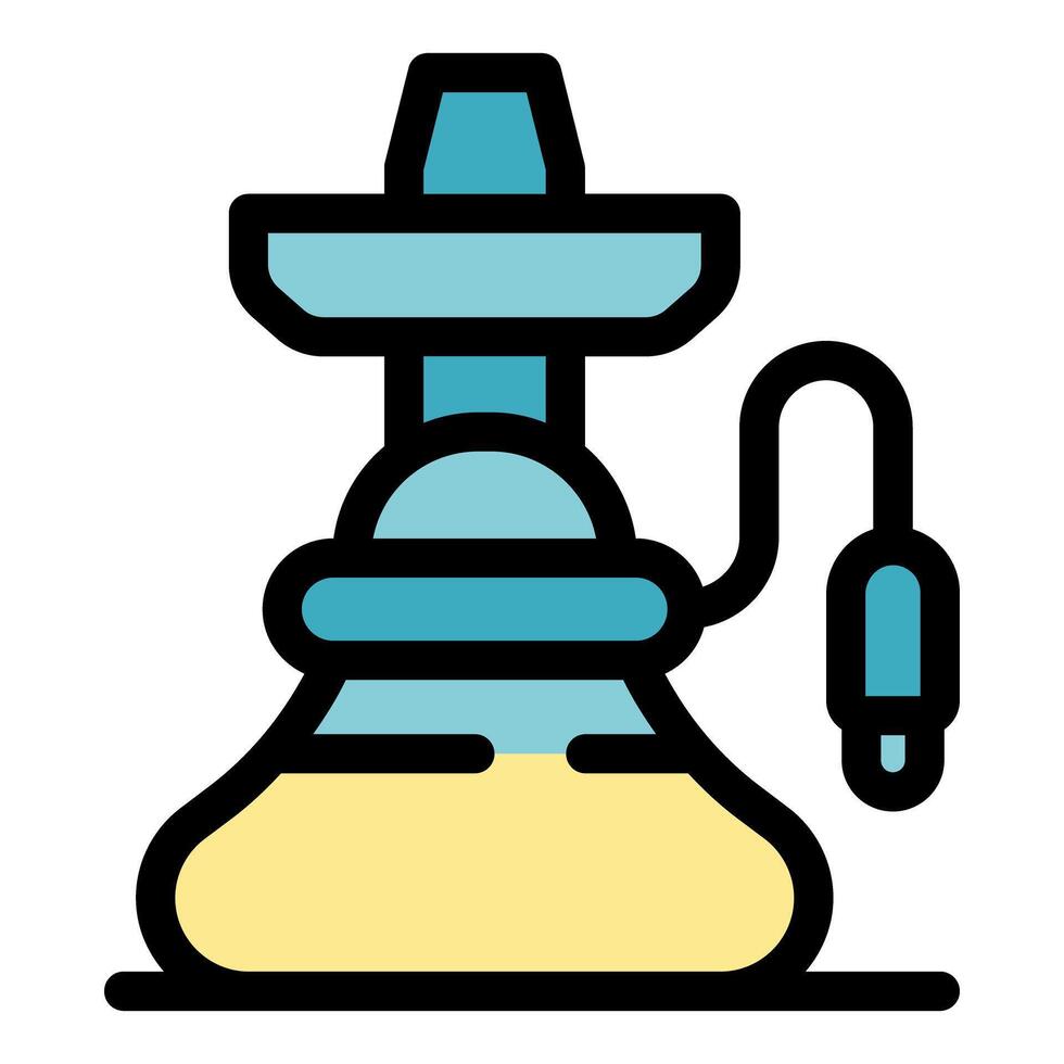 Electronic hookah with yellow liquid and blue top, relaxing with modern shisha vector