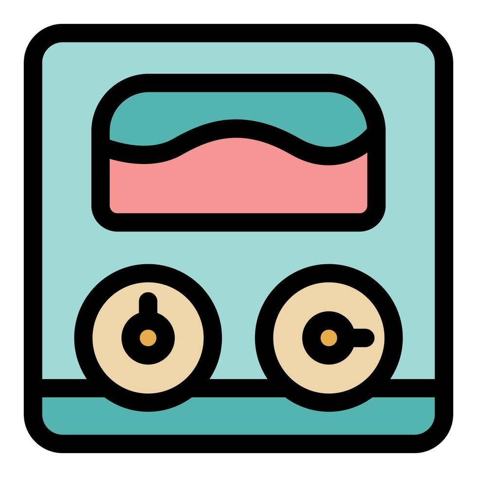 Vintage cassette player with two round buttons and wavy design vector