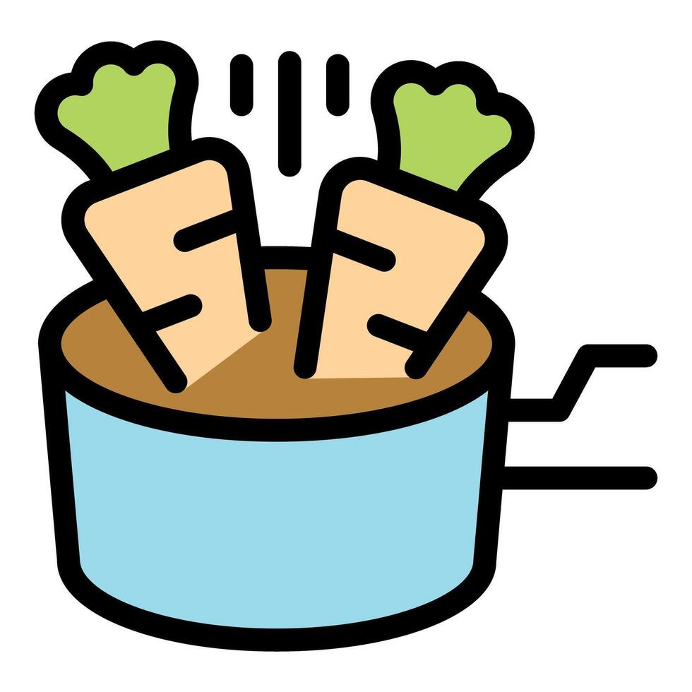 Carrots boiling in pot connected to electric current, cooking vegetables with modern appliance vector