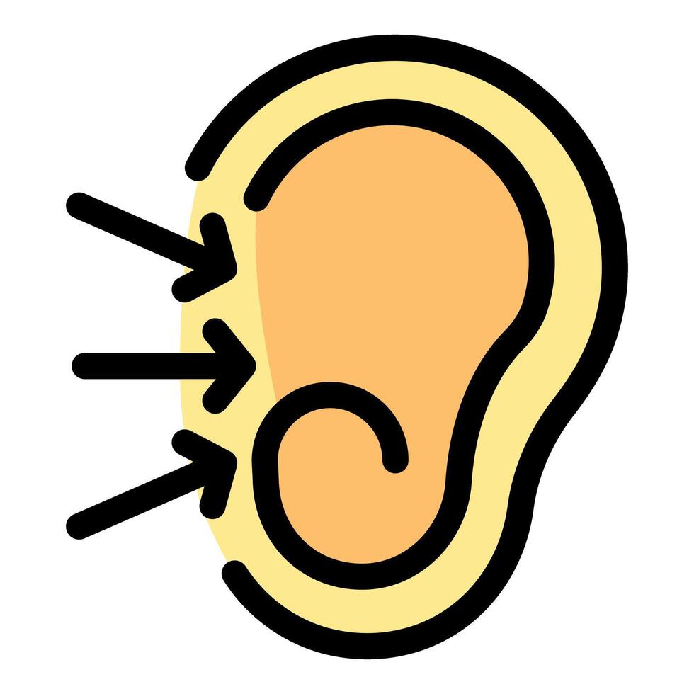 Arrows pointing to ear symbolizing hearing or listening vector