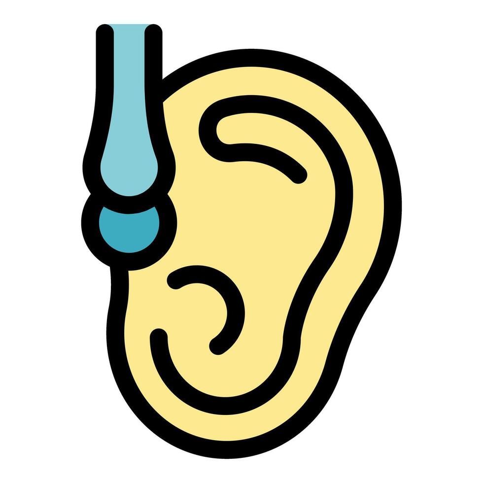 Doctor using otoscope examining patient ear canal icon vector