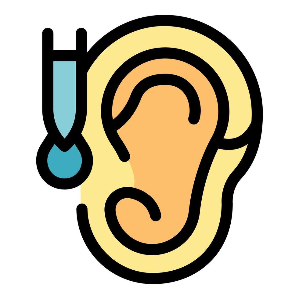 Doctor applying ear drops to patient suffering from ear infection using pipette vector