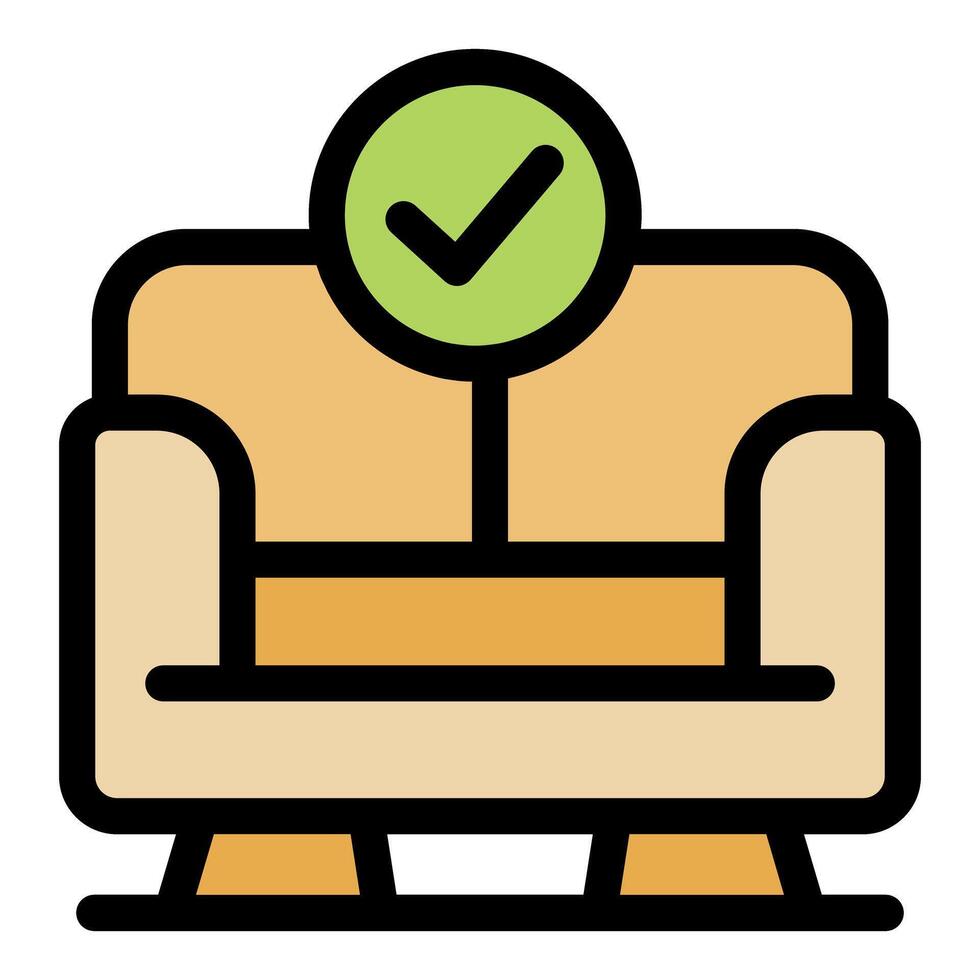 Comfortable sofa with check mark, choosing right furniture for home vector