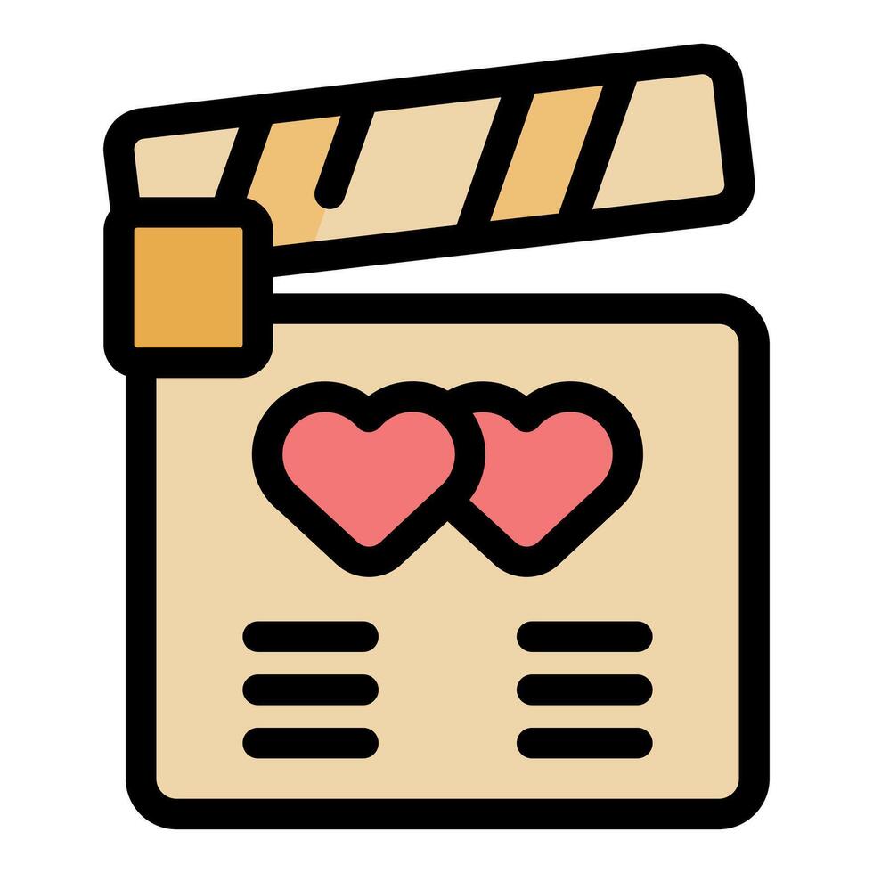 Clapperboard with two hearts showing romantic movie production vector