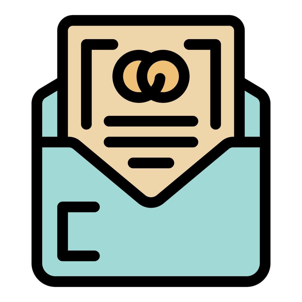 Wedding invitation being pulled from envelope, receiving a marriage ceremony invitation vector