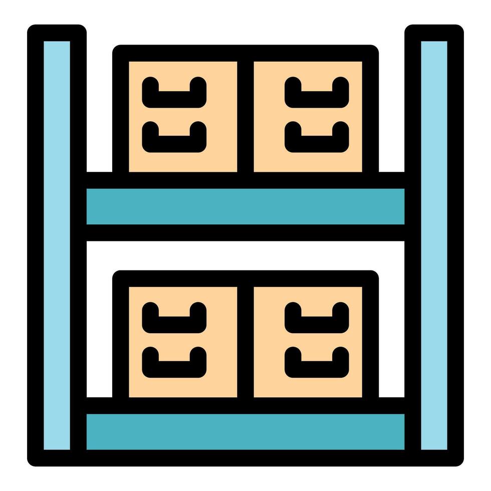 Warehouse storage rack holding cardboard boxes for delivery vector