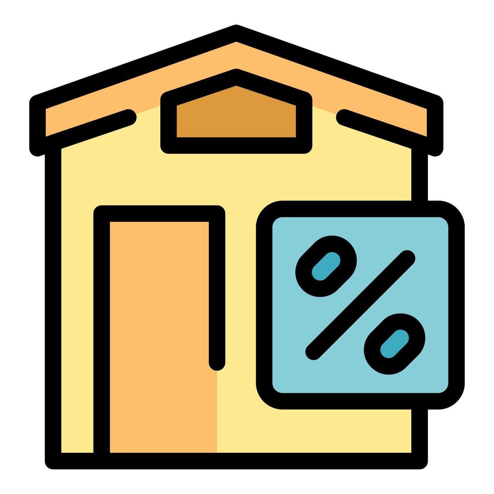 Warehouse building with percentage symbol displaying special offer or discount vector