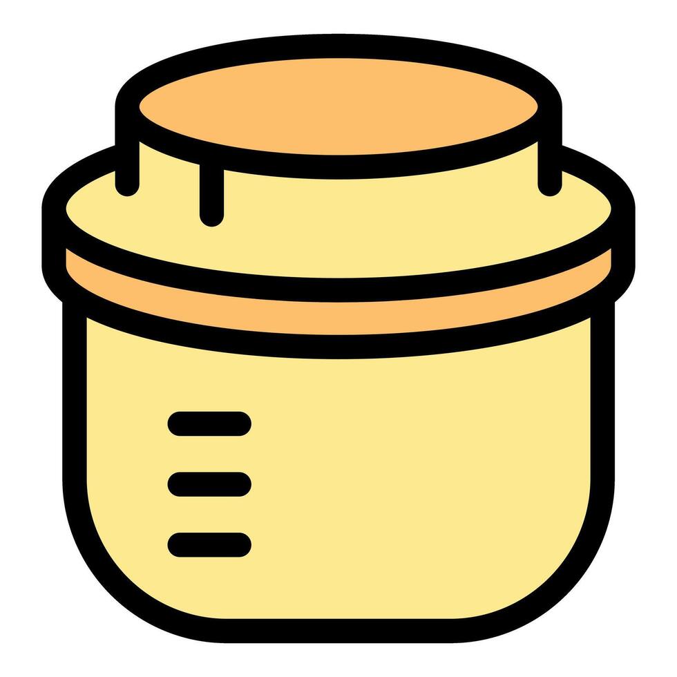 Plastic container storing food with lid and measuring lines vector