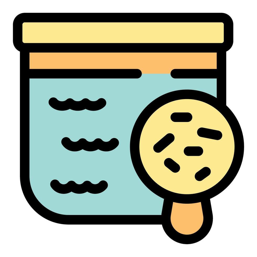Magnifying glass showing bacteria in water sample petri dish vector