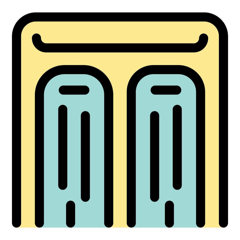 Double waterfall cascading into tranquil pools, a serene oasis vector
