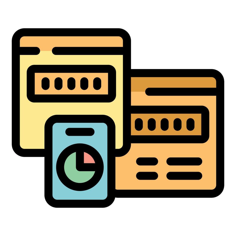 Web analytics and data analysis with charts and passwords protecting information vector