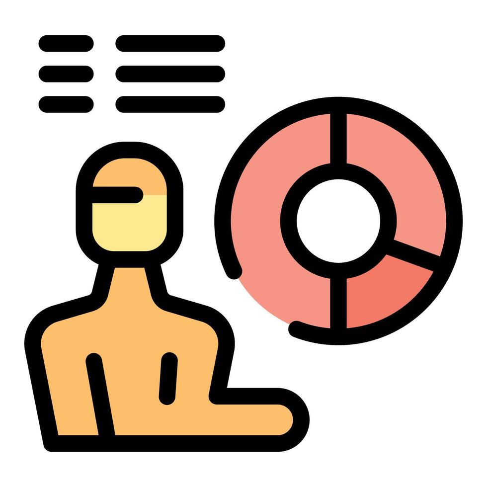 Businessman analyzing data with chart and checklist icon vector