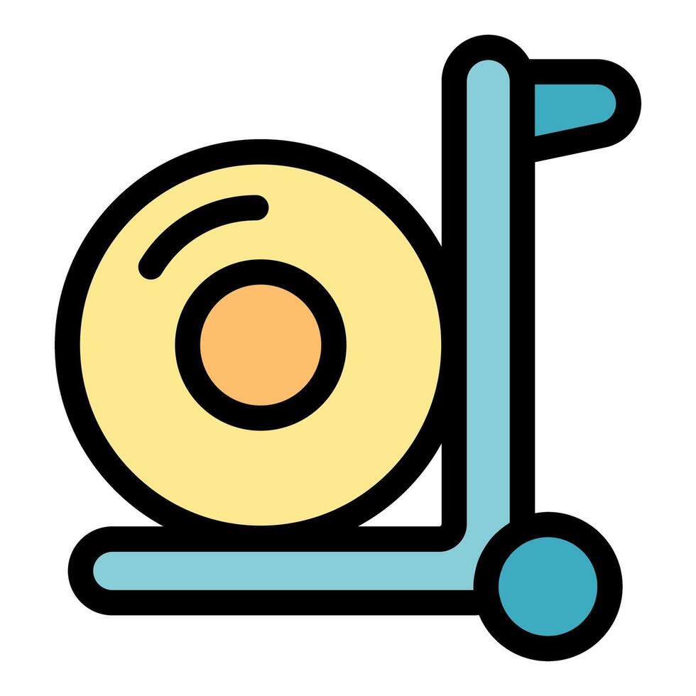 Hand truck carrying a large roll, delivery and warehouse concept icon vector