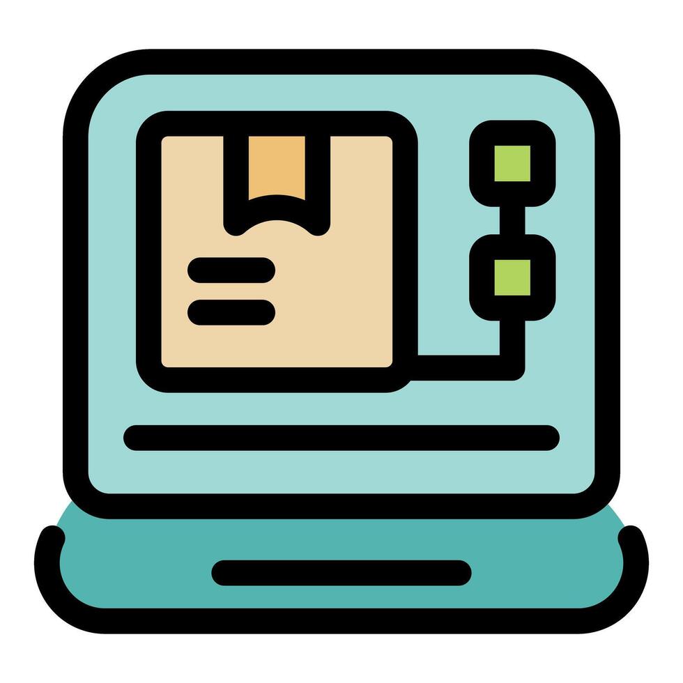Laptop showing parcel tracking progress with delivery status information vector