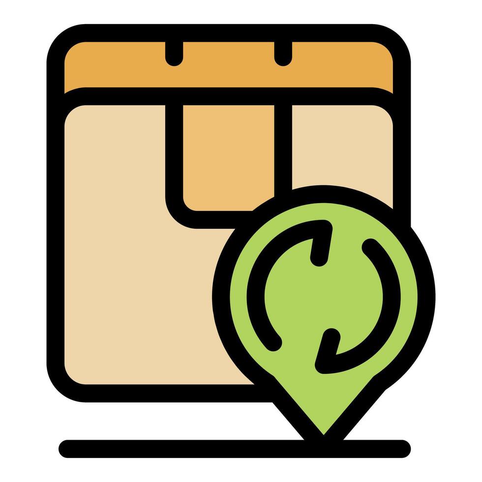 Returning parcel tracking location showing with return arrows on map pin icon vector